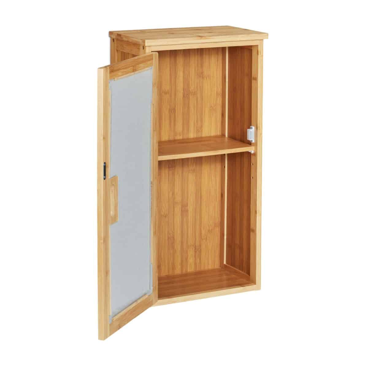 Dulap baie suspendat, din bambus, 66 x 35 x 20 cm, maro - imagine 10