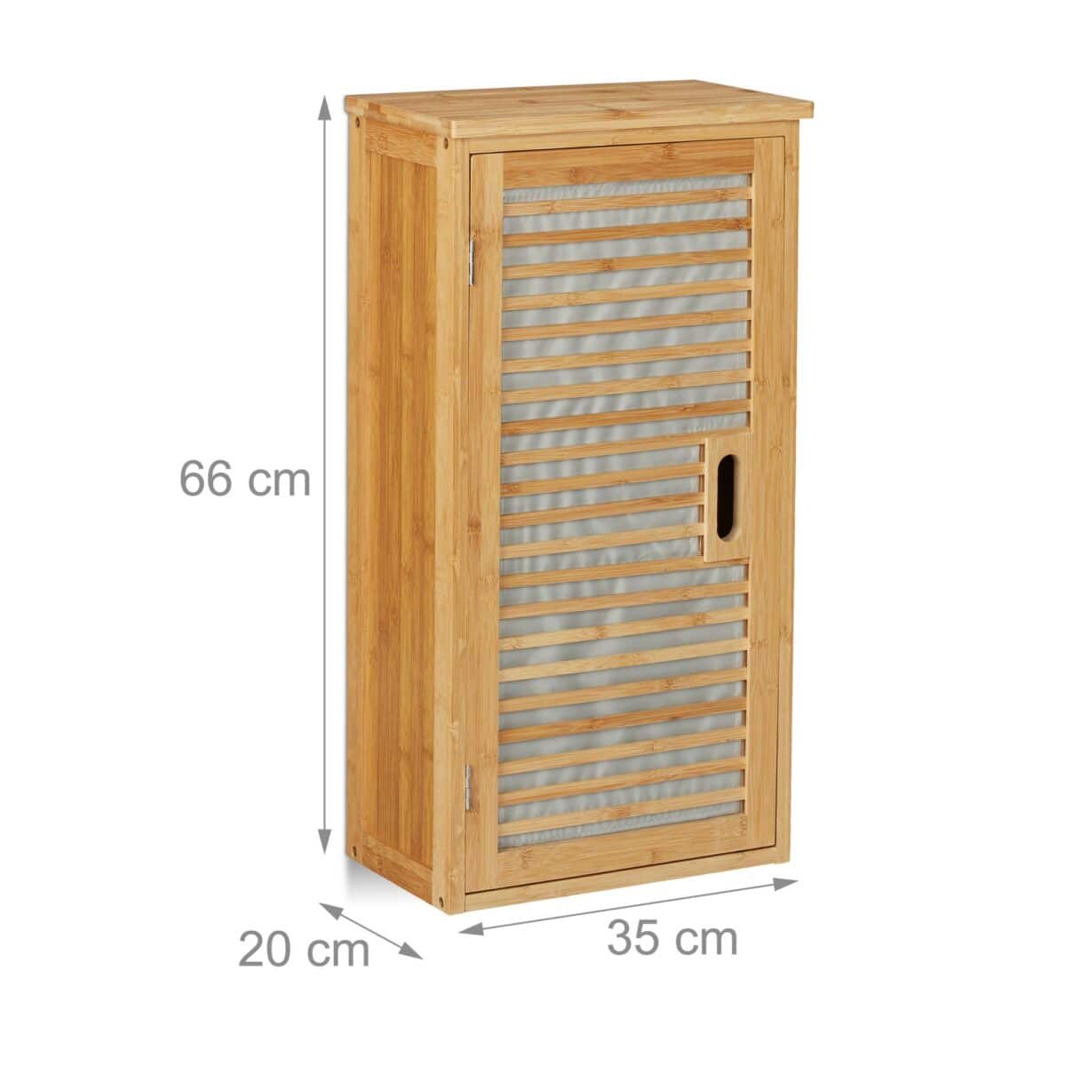 Dulap baie suspendat, din bambus, 66 x 35 x 20 cm, maro - imagine 5