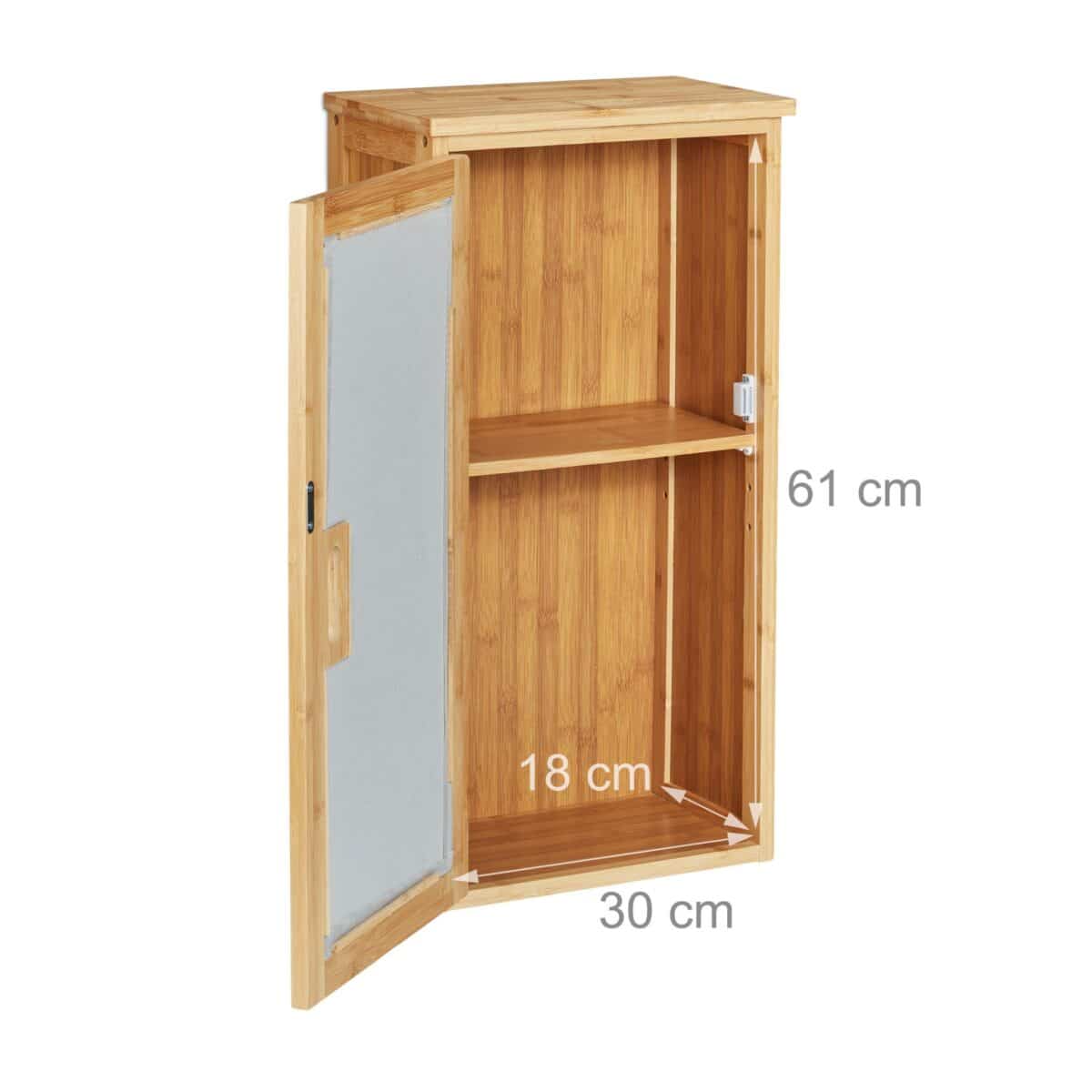 Dulap baie suspendat, din bambus, 66 x 35 x 20 cm, maro - imagine 6