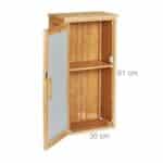 Dulap baie suspendat, din bambus, 66 x 35 x 20 cm, maro - imagine 6