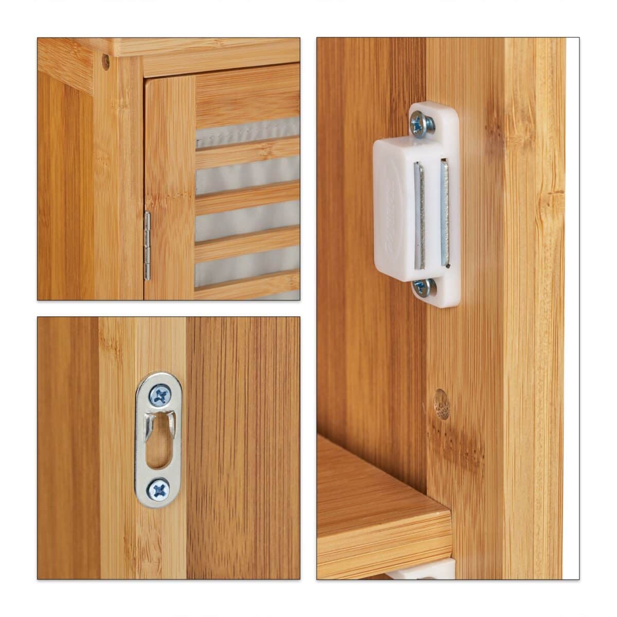 Dulap baie suspendat, din bambus, 66 x 35 x 20 cm, maro - imagine 9