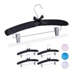 Set 5 umerase captusite, cu 2 cleme, carlig rotativ 360°, negru, Relaxdays