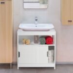 Dulap baie, baza lavoar, MDF, 60,5 x 60 x 30 cm, alb - imagine 3