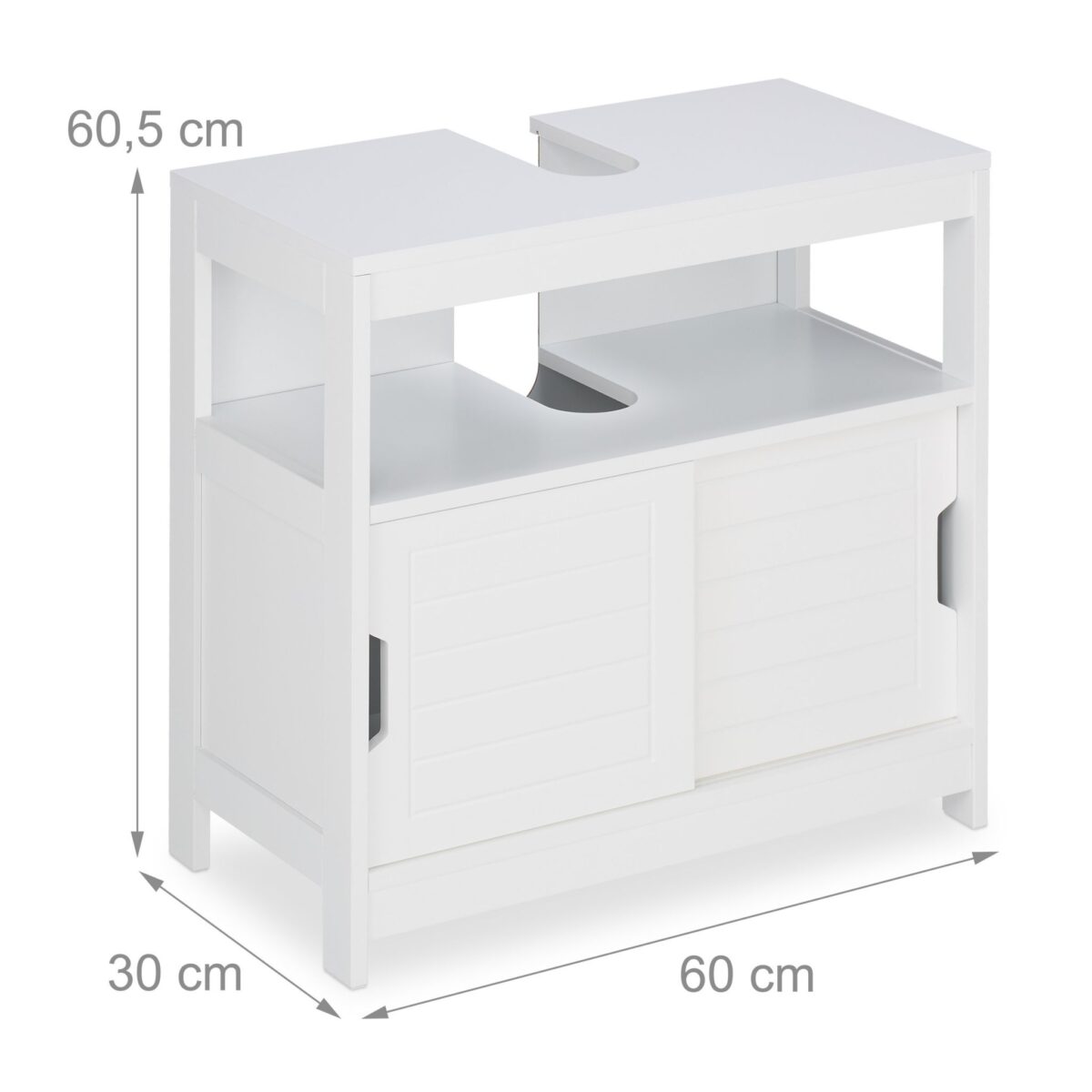 Dulap baie, baza lavoar, MDF, 60,5 x 60 x 30 cm, alb - imagine 2