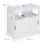 Dulap baie, baza lavoar, MDF, 60,5 x 60 x 30 cm, alb - imagine 2