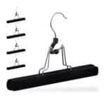 Set 5 umerase cu catifea, pentru pantaloni/fuste, negru, 15,8 x 26 x 3 cm