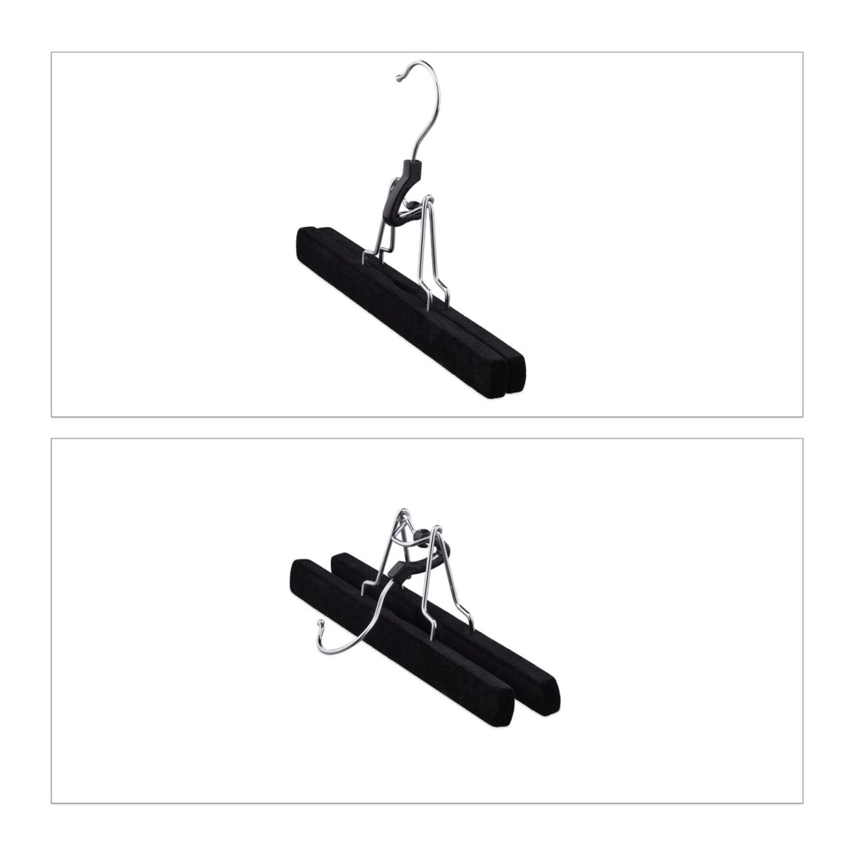 Set 5 umerase cu catifea, pentru pantaloni/fuste, negru, 15,8 x 26 x 3 cm - imagine 6