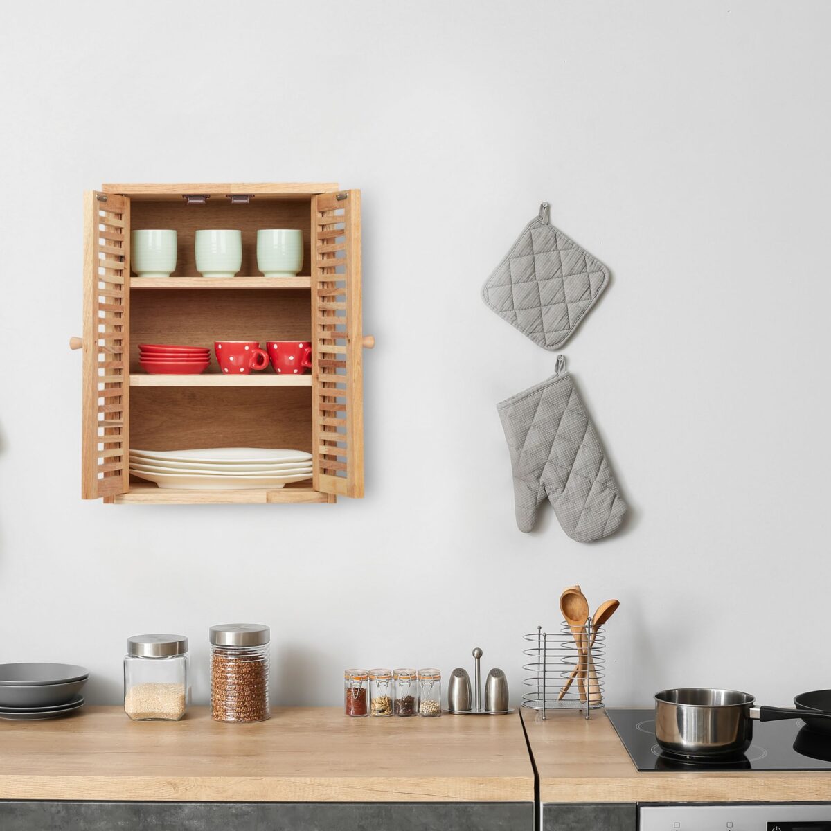 Dulap suspendat, pentru baie, din lemn,  46,5 x 35 x 21 cm - imagine 5