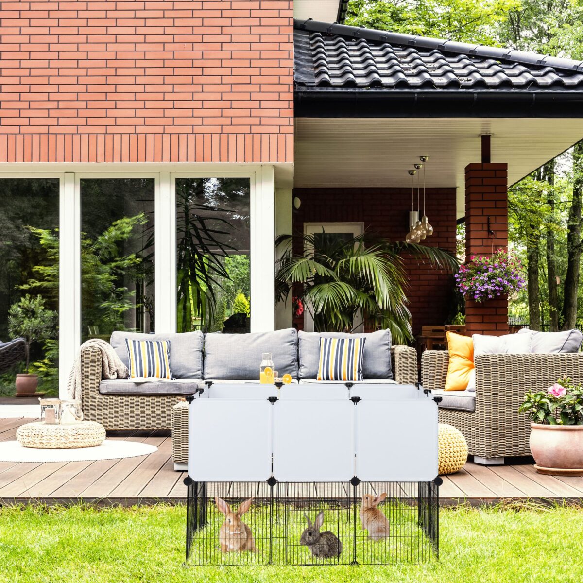 Tarc pentru iepuri si rozatoare, cu usa, 72,5 x 110 x 74 cm, Relaxdays - imagine 6