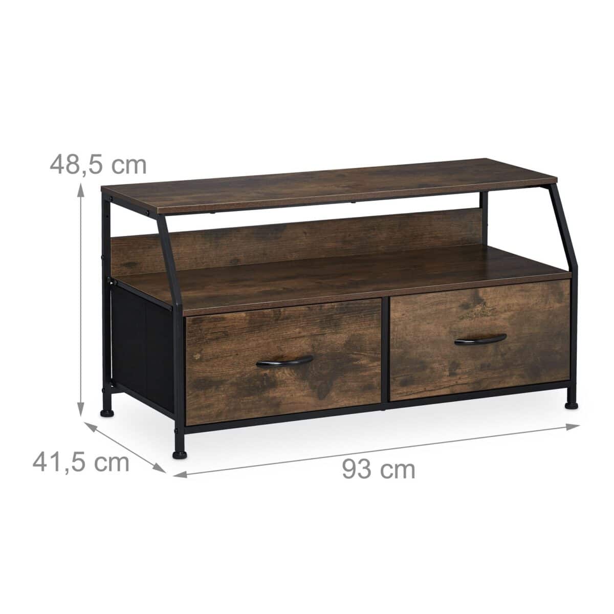 Comoda TV, cu 2 sertare, raft, din MDF cu structura metalica, 48,5 x 93 x 41,5 cm - imagine 4