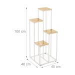 Raft pentru flori, cu 4 nivele, cadru otel, alb/natur, 100 x 40 x 40 cm - imagine 6