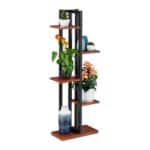 Raft pentru flori, 5 etajere, 117 x 43 x 22 cm, negru/alb