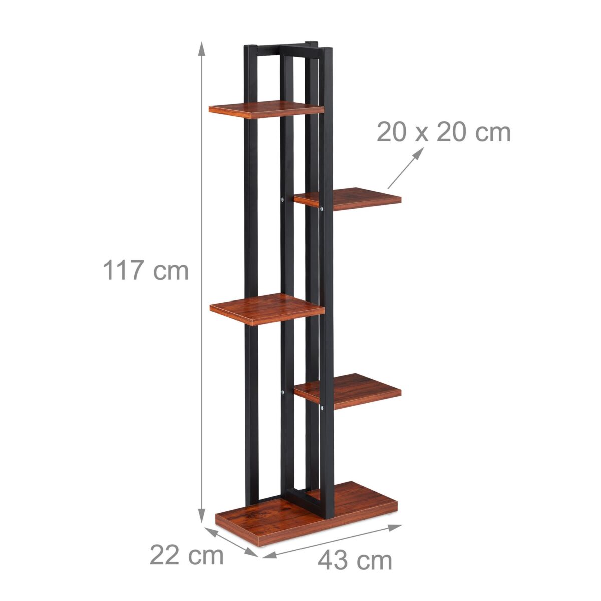 Raft pentru flori, 5 etajere, 117 x 43 x 22 cm, negru/alb - imagine 5