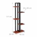 Raft pentru flori, 5 etajere, 117 x 43 x 22 cm, negru/alb - imagine 5