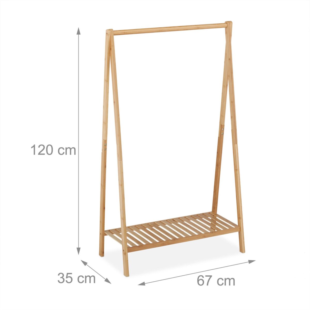 Suport din bambus pentru haine, cu raft, 120 x 67 x 35 cm - imagine 4