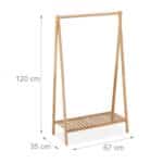 Suport din bambus pentru haine, cu raft, 120 x 67 x 35 cm - imagine 4