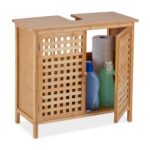 Dulap baie, baza lavoar, maro, bambus/MDF, 61 x 66 x 30 cm