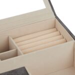 Cutie bijuterii, compartimentata, gri, finisaj piele ecologica, 13 x 34 x 31 cm - imagine 7