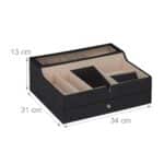 Cutie bijuterii, compartimentata, negru, finisaj piele ecologica, 13 x 34 x 31 cm - imagine 4