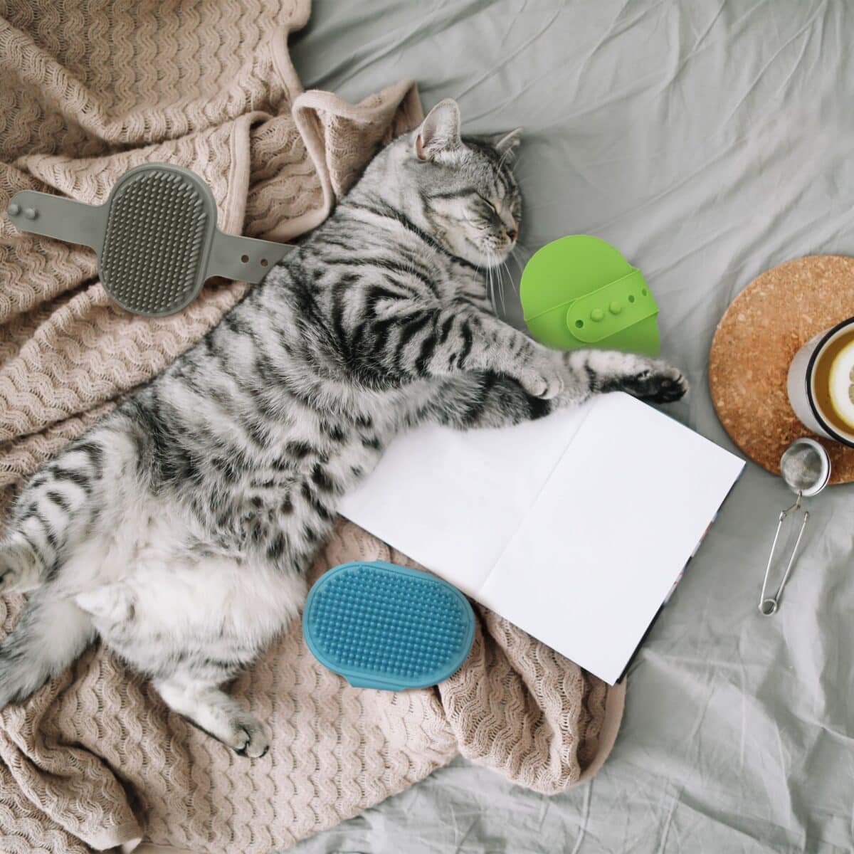 Set 3 perii, ingrijire blana animale de companie, Relaxdays - imagine 2