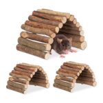 Adapost din lemn, 3 bucati, pentru rozatoare, flexibil, 2 x 10 x 22 cm, Relaxdays