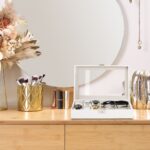 Cutie ceasuri, ochelari vedere/soare, interior catifea, aspect piele eco, alb, 8 x 33 x 20 cm - imagine 2