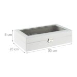 Cutie ceasuri, ochelari vedere/soare, interior catifea, aspect piele eco, alb, 8 x 33 x 20 cm - imagine 4