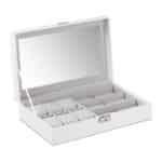Cutie ceasuri, ochelari vedere/soare, interior catifea, aspect piele eco, alb, 8 x 33 x 20 cm - imagine 6