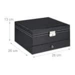Cutie bijuterii, compartimentata, sistem de inchidere cu cheie, negru, 13 x 26 x 26 cm - imagine 4