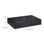 Cutie bijuterii, 6 compartimente, piele ecologica, negru, 7 x 32 x 22 cm - imagine 4