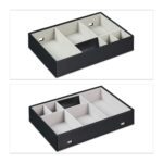 Cutie bijuterii, 6 compartimente, piele ecologica, negru, 7 x 32 x 22 cm - imagine 6