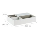 Cutie bijuterii, compartimentata, alb, finisaj piele ecologica, 5 x 25,5 x 18,5 cm - imagine 2