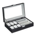Cutie ceasuri, ochelari vedere/soare, interior catifea, aspect piele eco, negru, 9 x 33 x 20,5 cm - imagine 6