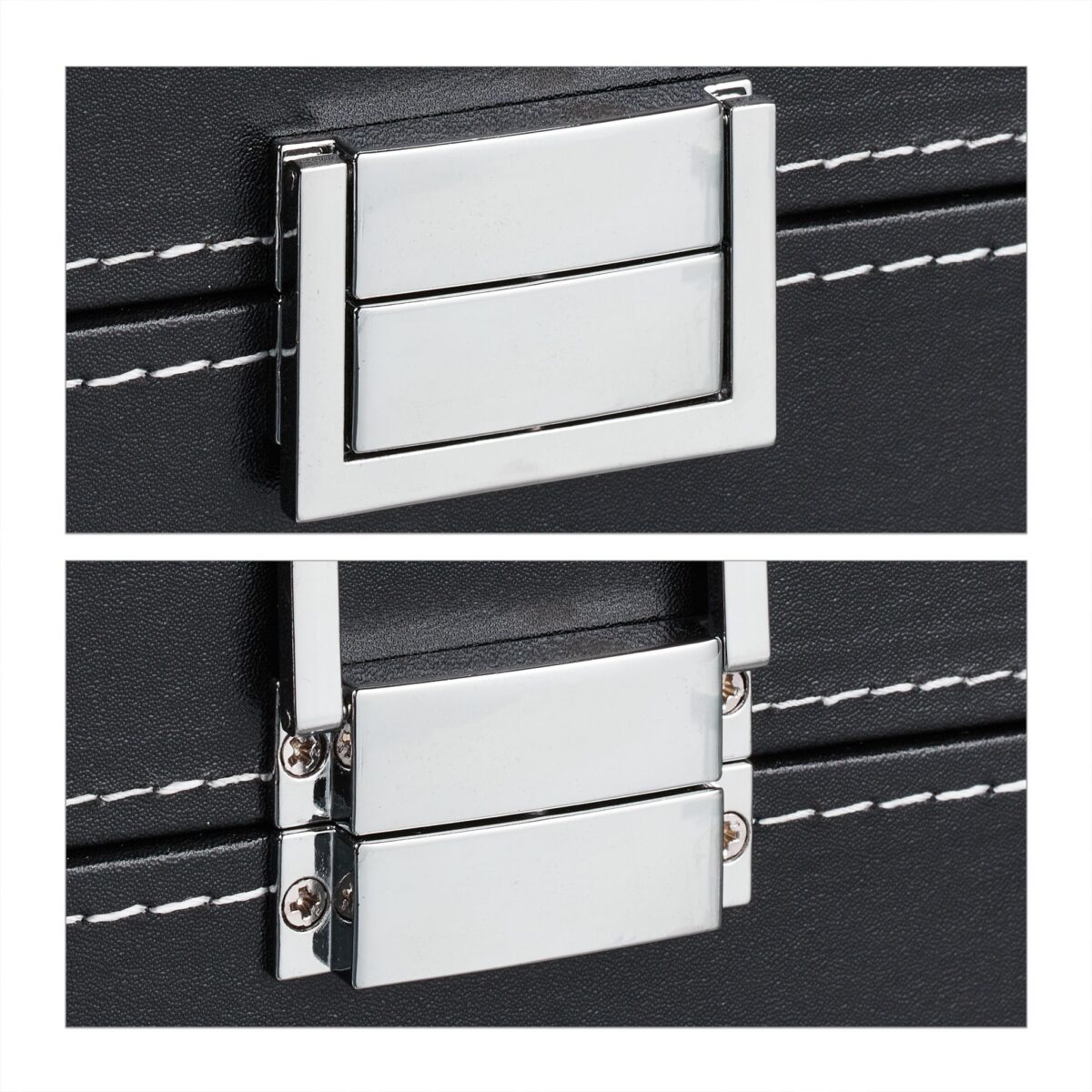Cutie ceasuri, ochelari vedere/soare, interior catifea, aspect piele eco, negru, 9 x 33 x 20,5 cm - imagine 7