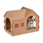 Culcus pentru pisici, tip casuta, din carton pentru ascutirea unghiilor, 36 x 49 x 29 cm