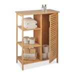 Dulap pentru baie, 3 etajere si un compartiment, bambus/MDF, 87,5 x 67 x 33 cm