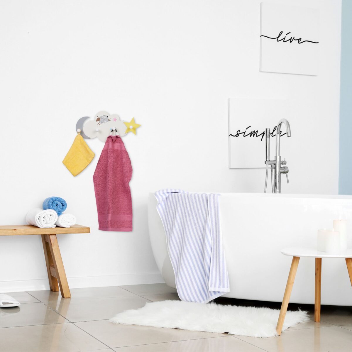 Cuier pentru copii, cu 4 agatatori, 16,5 x 34,5 x 5 cm, Relaxdays - imagine 5