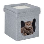 Taburet culcus pentru pisici, perna moale, gri, 44 x 40 x 40 cm