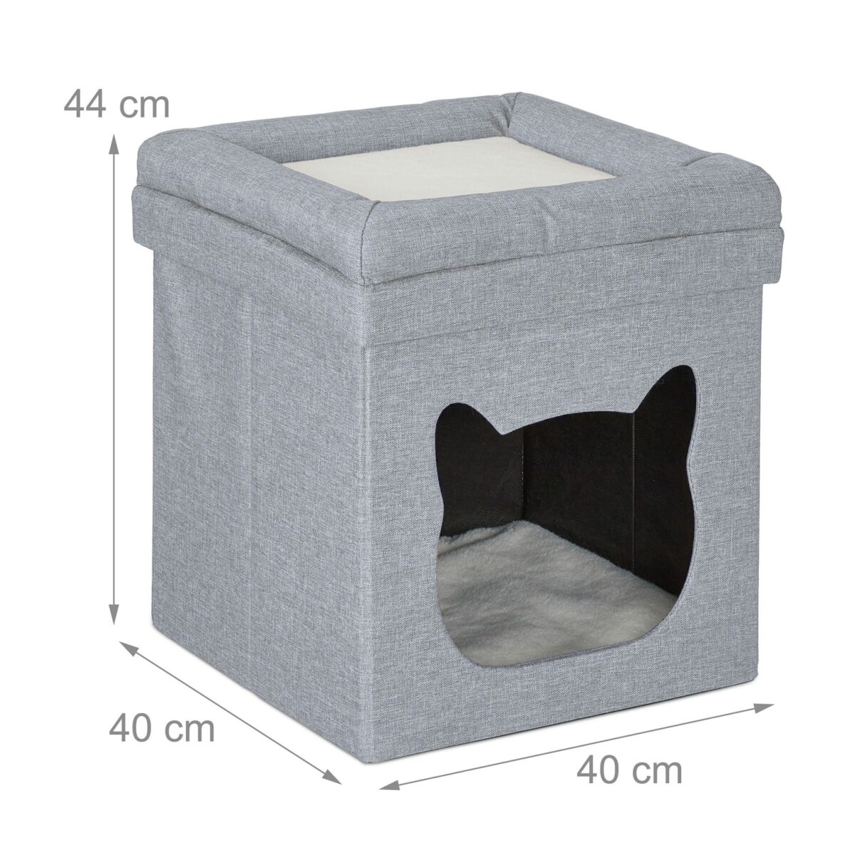 Taburet culcus pentru pisici, perna moale, gri, 44 x 40 x 40 cm - imagine 4