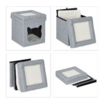 Taburet culcus pentru pisici, perna moale, gri, 44 x 40 x 40 cm - imagine 6