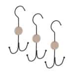 Set 3 agatatori duble pentru dulap, genti/esarfe/cravata/curele, negru, 21,5 x 11 x 1,5 cm