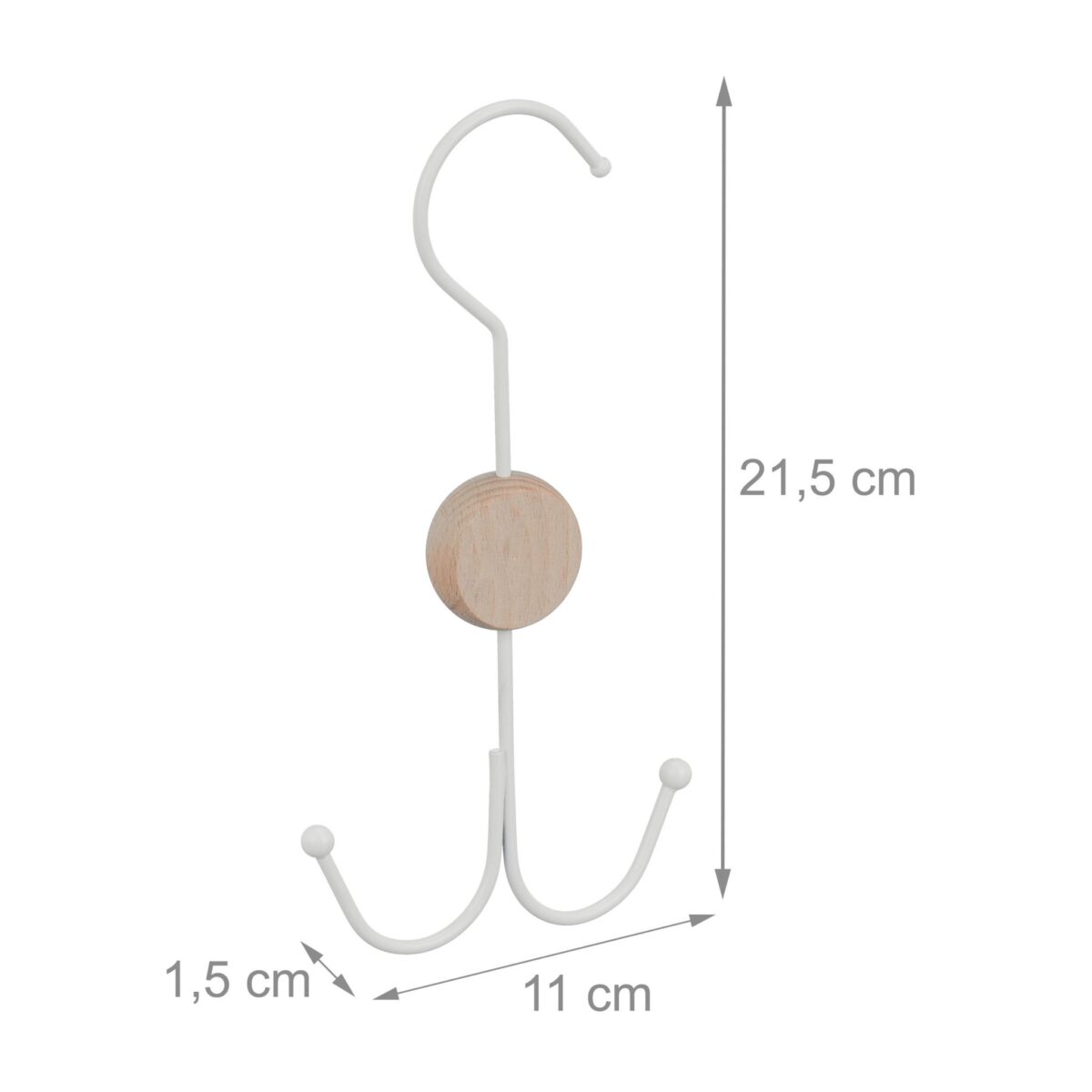 Set 3 agatatori duble pentru dulap, genti/esarfe/cravata/curele, alb, 21,5 x 11 x 1,5 cm - imagine 4