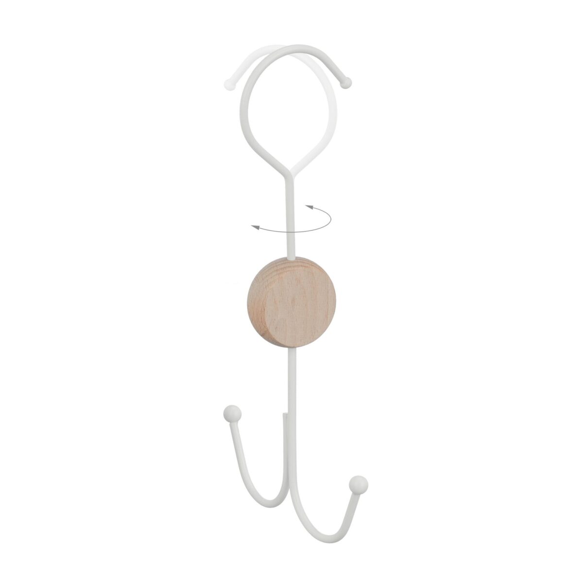 Set 3 agatatori duble pentru dulap, genti/esarfe/cravata/curele, alb, 21,5 x 11 x 1,5 cm - imagine 6