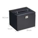 Cutie bijuterii, compartimentata, sistem de inchidere cu cheie, negru, 18,5 x 24 x 19 cm - imagine 4