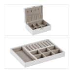 Cutie bijuterii, compartimentata, sistem de inchidere cu cheie, piele ecologica, negru, 9,5 x 23 x 17,5 cm - imagine 6