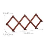 Cuier pliabil de perete, 10 carlige, dimensiuni 40 x 10 cm, maro, Relaxdays - imagine 4