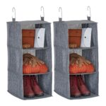Set 2 organizatoare textile pentru dulap, cu cate 3 compartimente, 2 x 73 x 30 x 30 cm