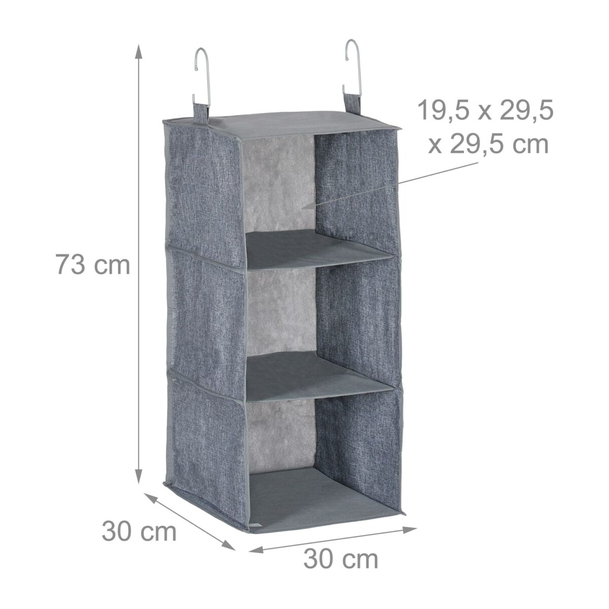Set 2 organizatoare textile pentru dulap, cu cate 3 compartimente, 2 x 73 x 30 x 30 cm - imagine 4