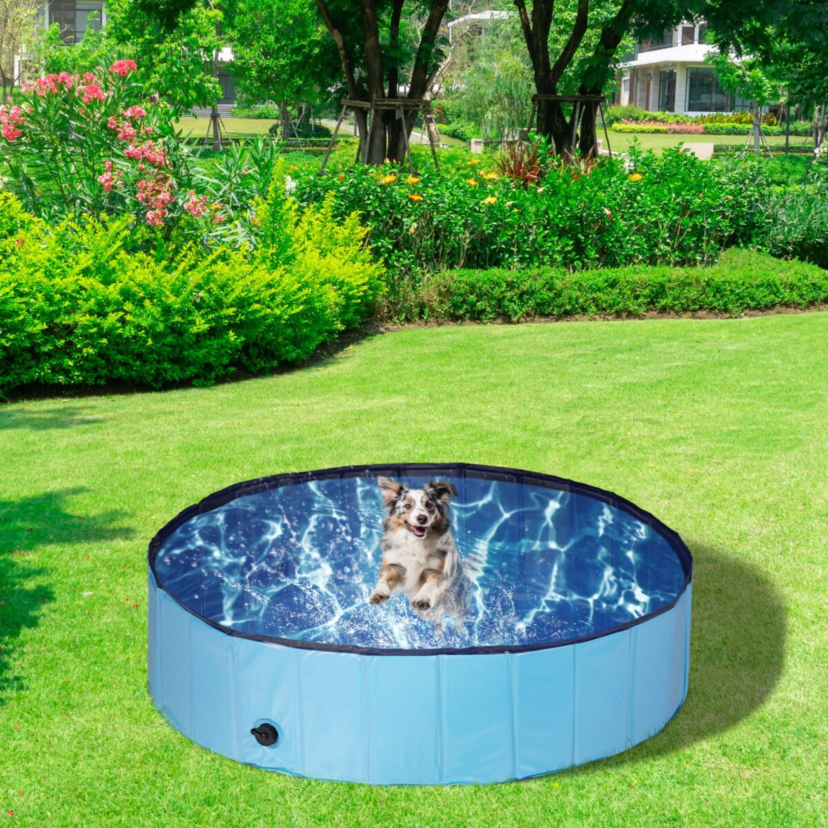 Piscina pentru animale de companie, supapa de golire, pliabila, 30 x 120 cm - imagine 2