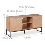 Comoda TV design retro din pal, 2 dulapuri si 2 rafturi, structura metalica, 60 x 120 x 38 cm - imagine 4
